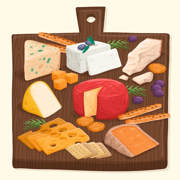 Free vector hand drawn cheeseboard illustration