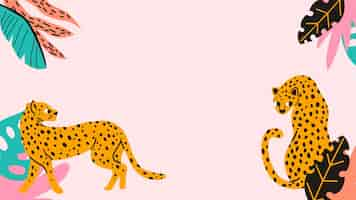 Free vector hand drawn cheetah illustration desktop wallpaper