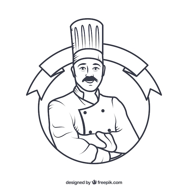 Free vector hand drawn chef badge