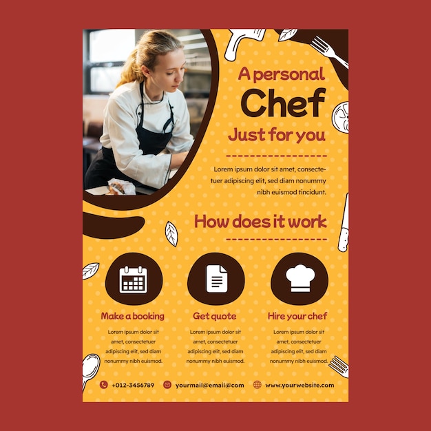 Free vector hand drawn chef career poster template