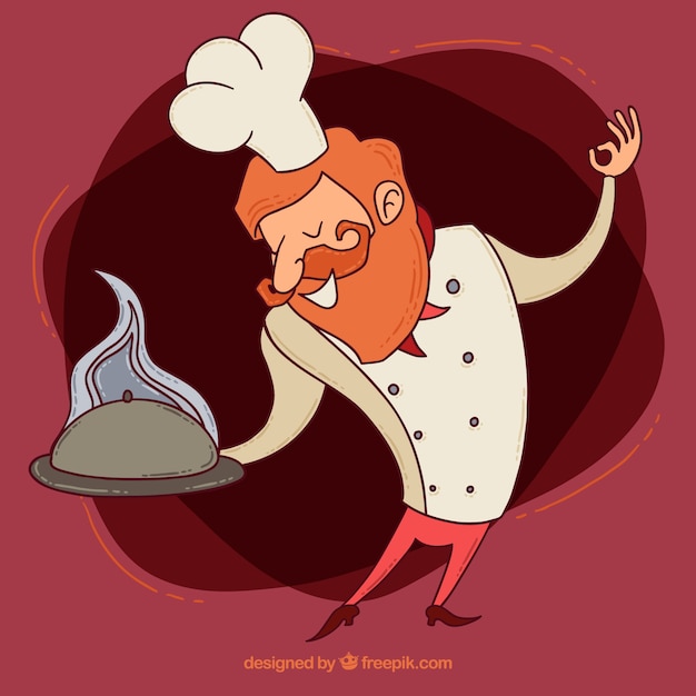 Free vector hand drawn chef character background