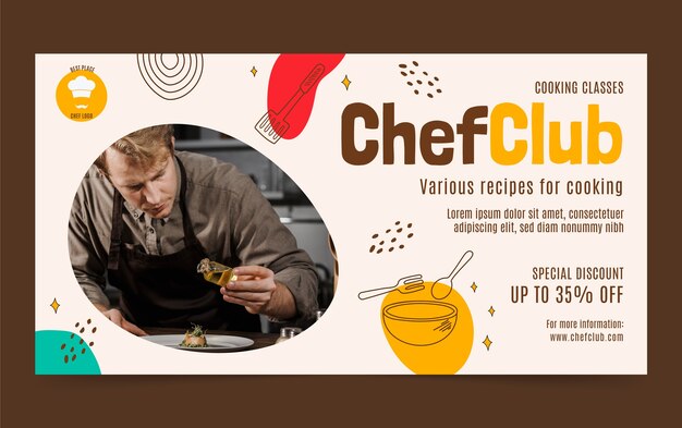 Vettore gratuito modello facebook chef disegnato a mano