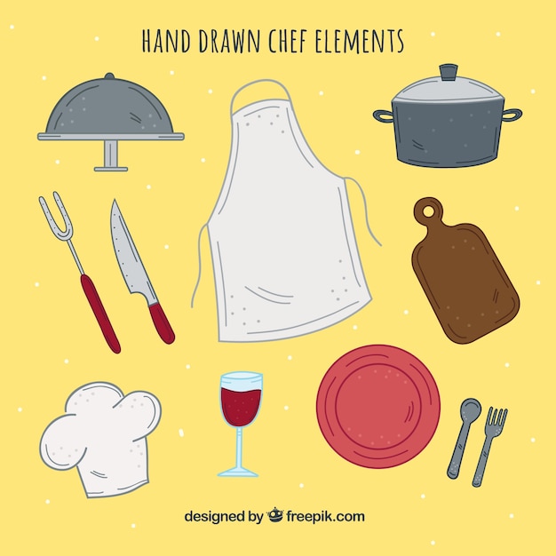 Free vector hand-drawn chef item set