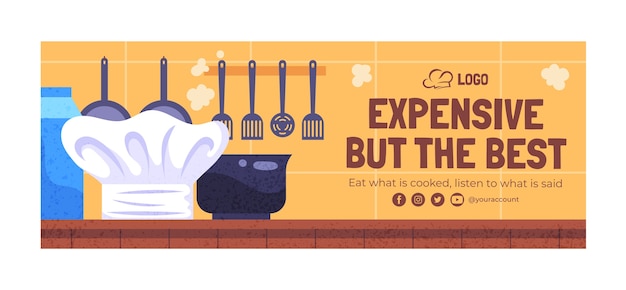 Free vector hand drawn chef job facebook cover