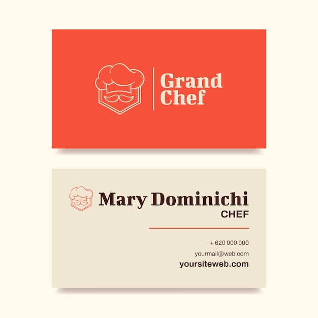 Free vector hand drawn chef job horizontal business card