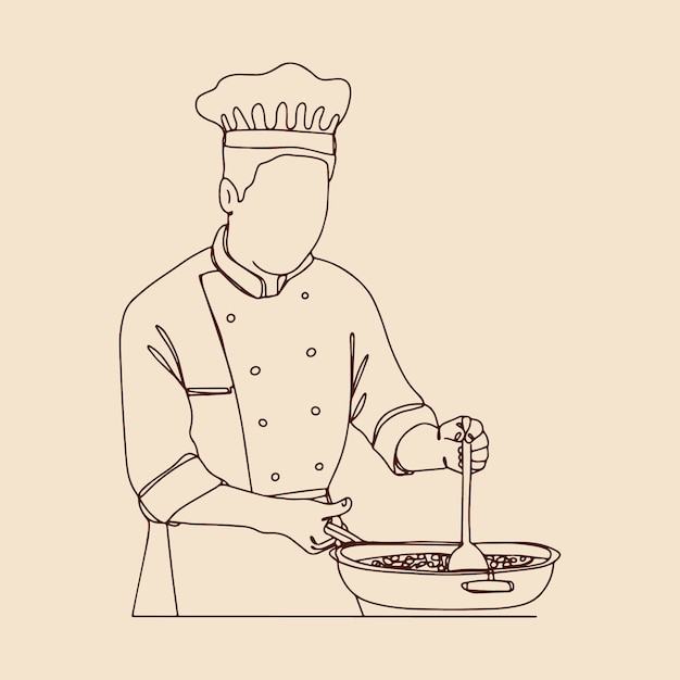 Free vector hand drawn chef  outline illustration