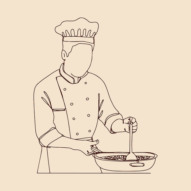 Hand drawn chef  outline illustration