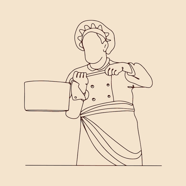Нарисованная рукой иллюстрация контура шеф-повара