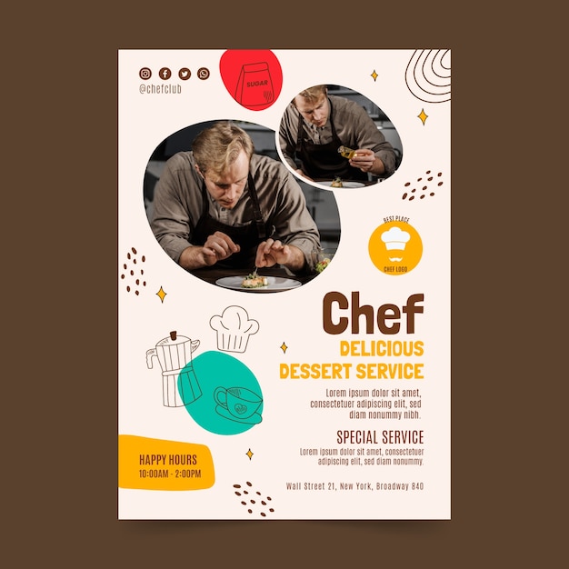 Hand drawn chef poster template