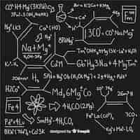 無料ベクター 黒板に手描きの化学背景