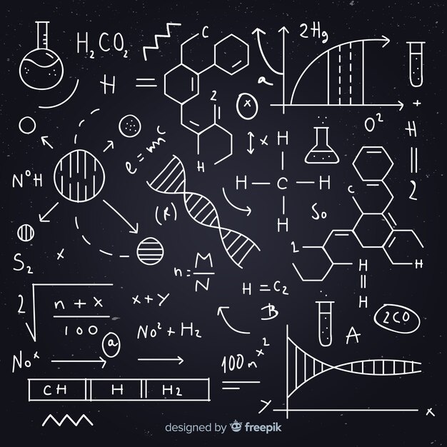 Hand drawn chemistry equation blackboard