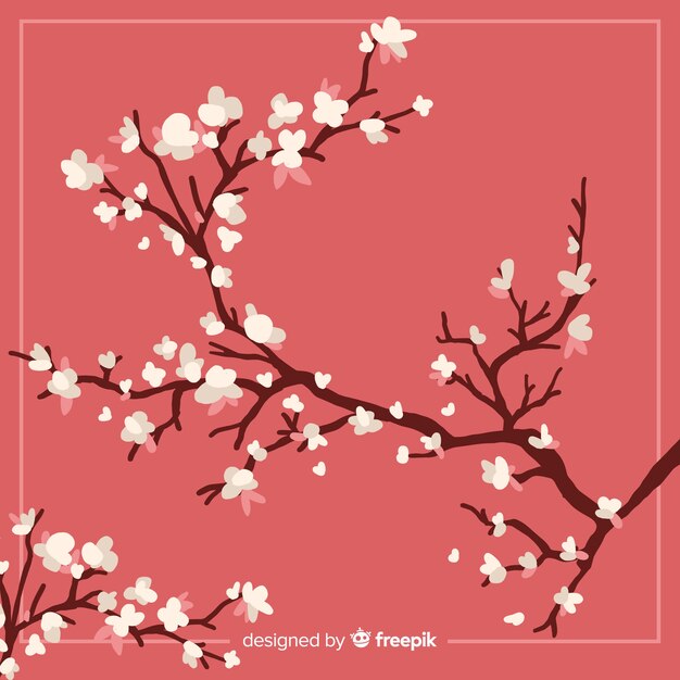 Hand drawn cherry blossom background