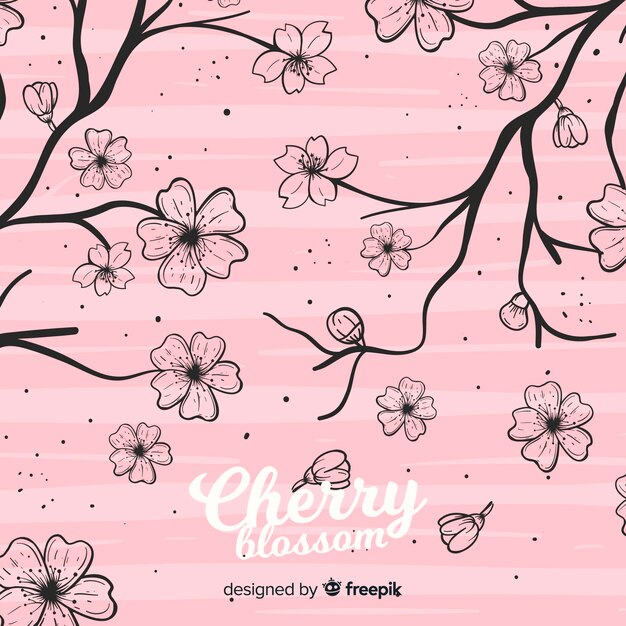 Hand drawn cherry blossom background