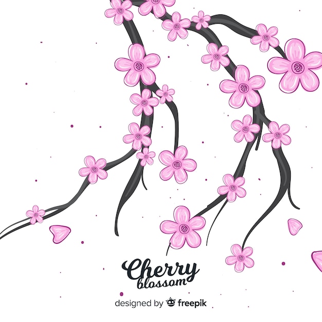 Free vector hand drawn cherry blossom background