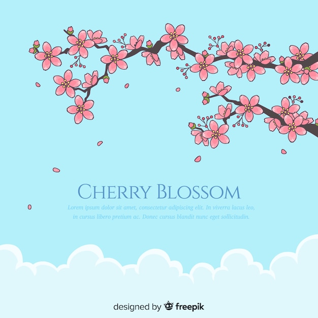 Hand drawn cherry blossom background