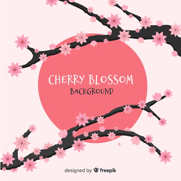 Hand drawn cherry blossom background