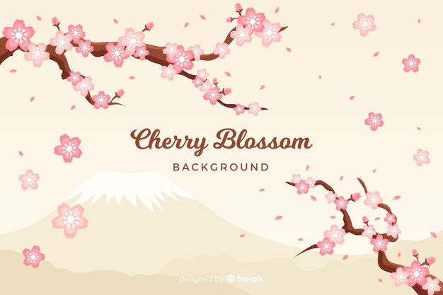 Hand drawn cherry blossom background