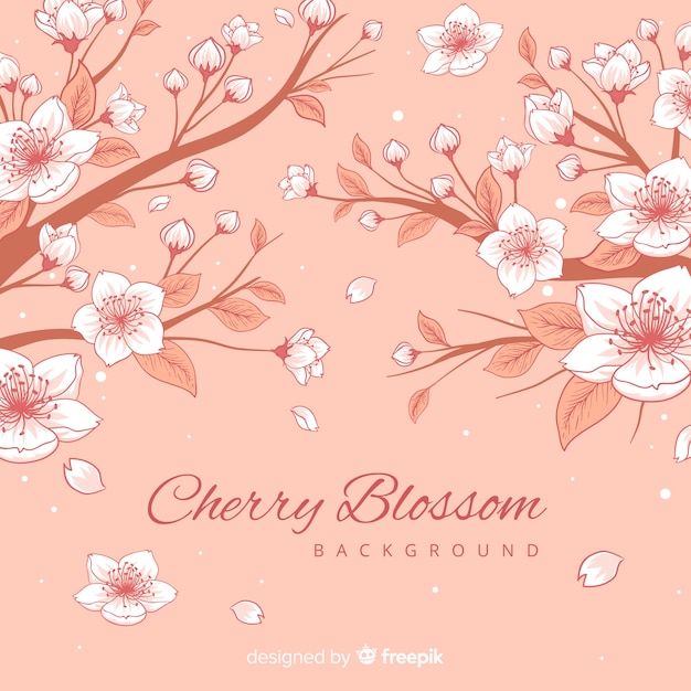 Hand drawn cherry blossom background