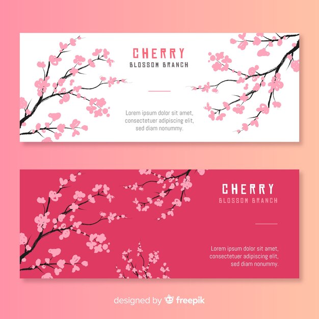 Hand drawn cherry blossom banner