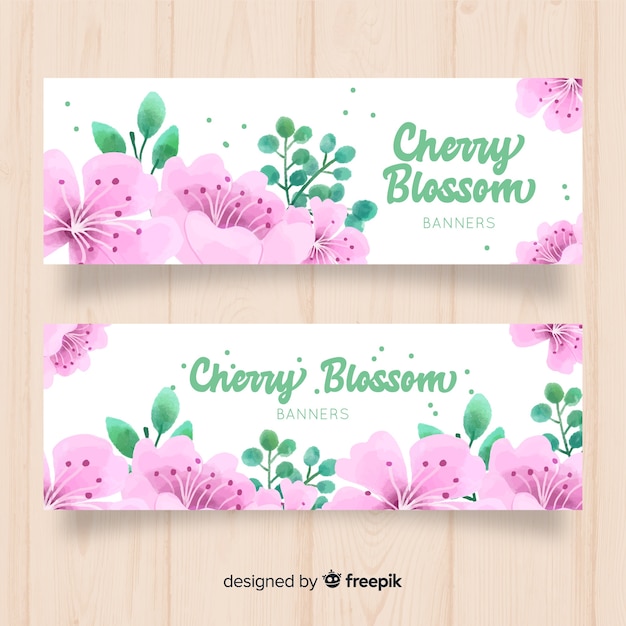 Hand drawn cherry blossom banner