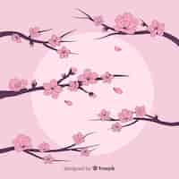 Free vector hand drawn cherry blossom branch background