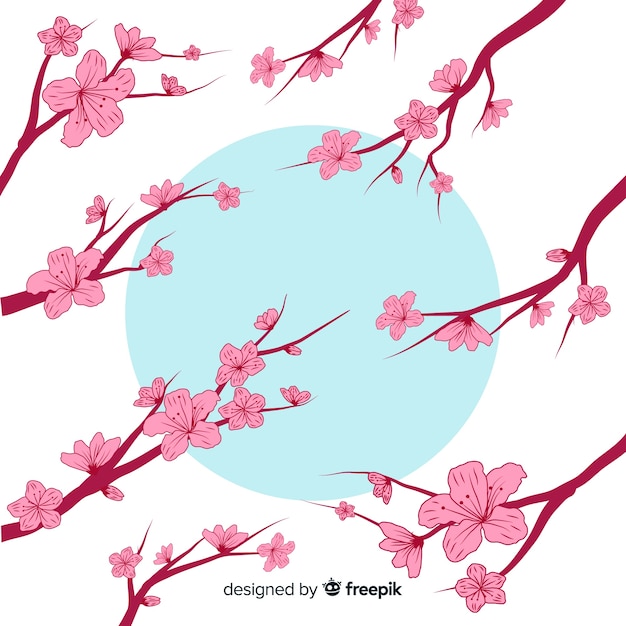 Free vector hand drawn cherry blossom branch background