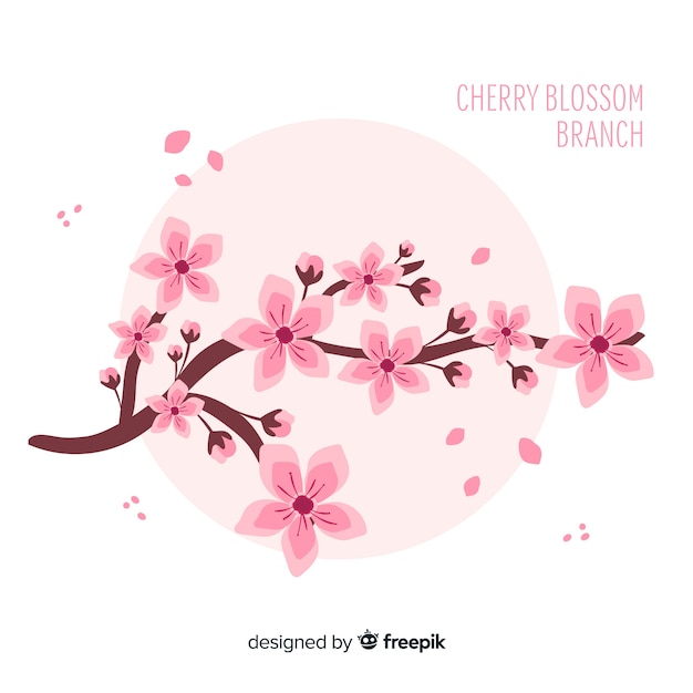 Free vector hand drawn cherry blossom branch background