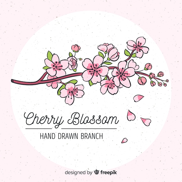 Free vector hand drawn cherry blossom branch background