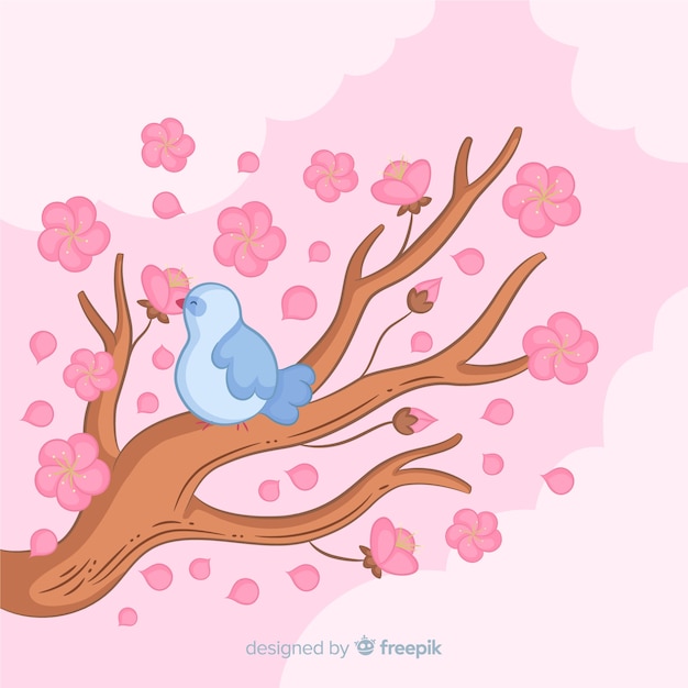 Free vector hand drawn cherry blossom branch background