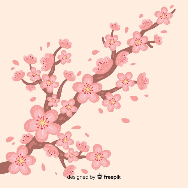 無料ベクター 手描き桜の枝の背景