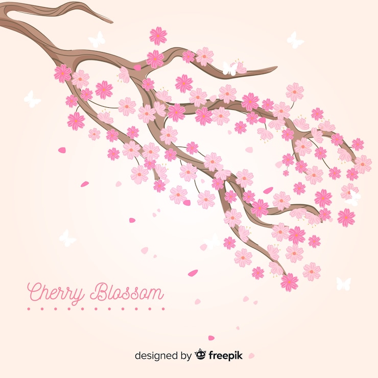 Free Vector hand drawn cherry blossom branch background