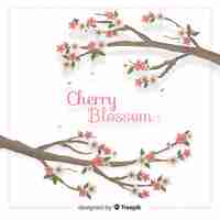 Free vector hand drawn cherry blossom branch background