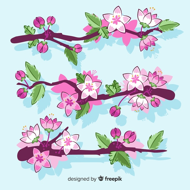 Free vector hand drawn cherry blossom branch background