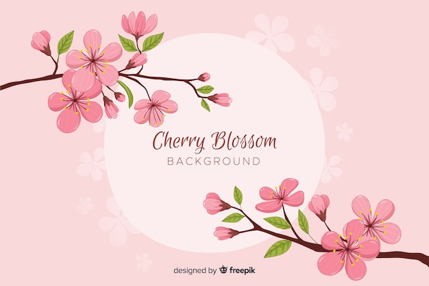 Hand drawn cherry blossom branch
