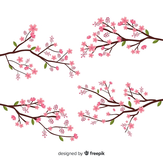 Free vector hand drawn cherry blossom branch