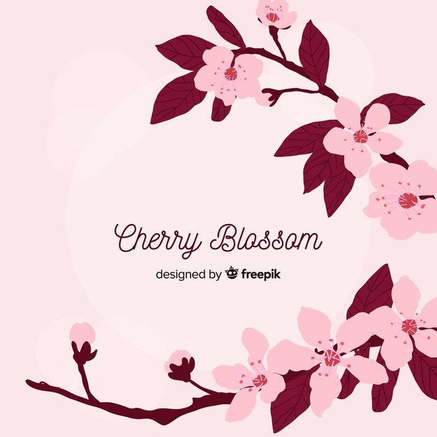 Hand drawn cherry blossom branch