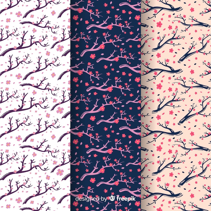 Free Vector hand drawn cherry blossom pattern