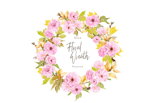 Free vector hand drawn cherry blossom wreath illustration