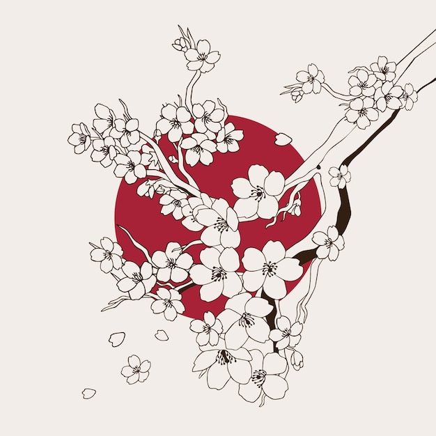 Free vector hand drawn cherry branch illustration