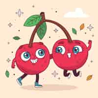 Free vector hand drawn cherry cartoon illustration