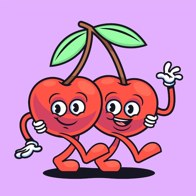 Free vector hand drawn cherry cartoon illustration