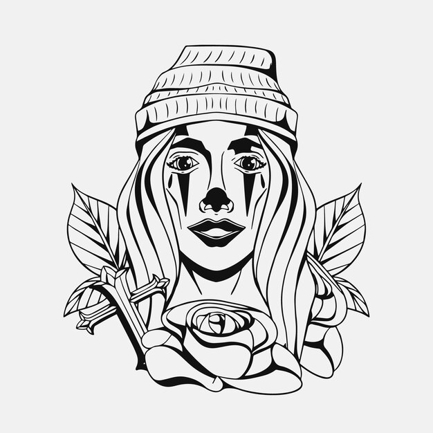 Hand drawn chicano tattoo illustration