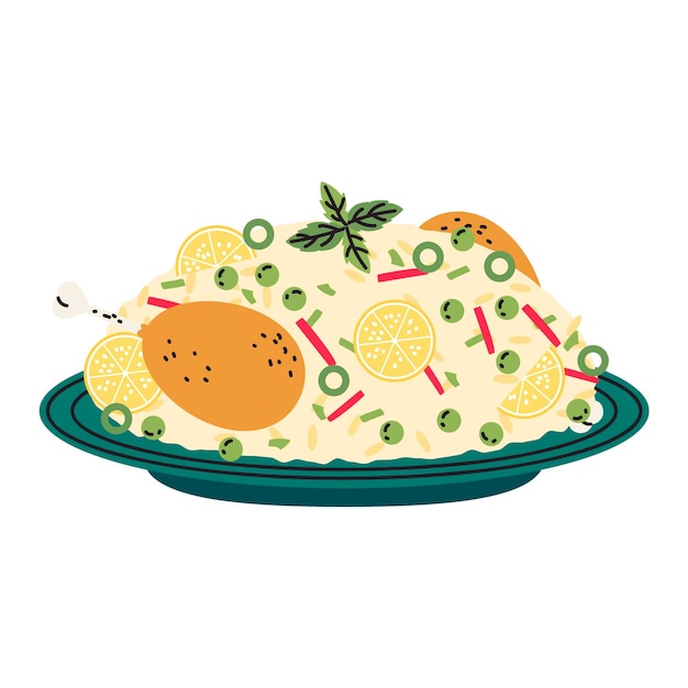 Free vector hand drawn chicken biryani