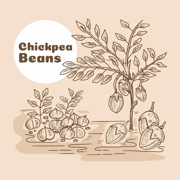 Free vector hand drawn chickpea beans and plant