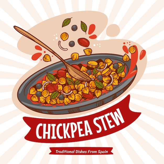 Free vector hand drawn chickpea stew illustration