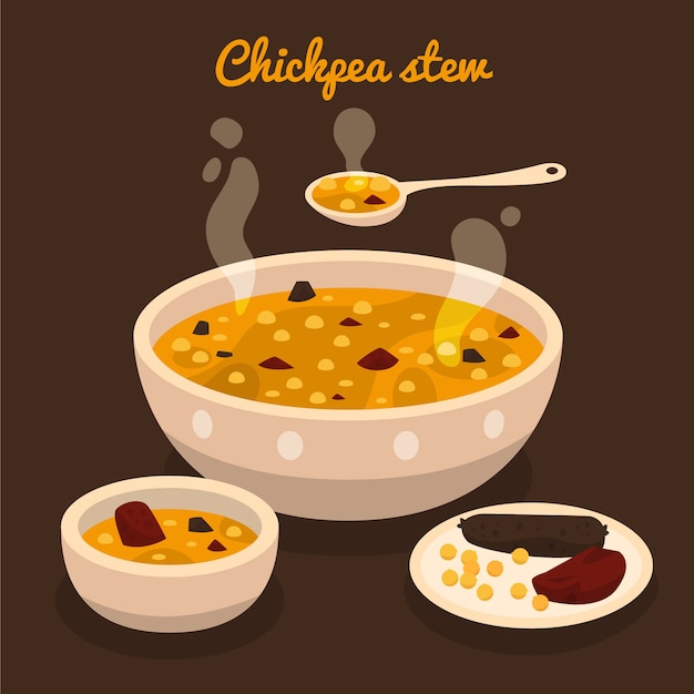 Free vector hand drawn chickpea stew illustration