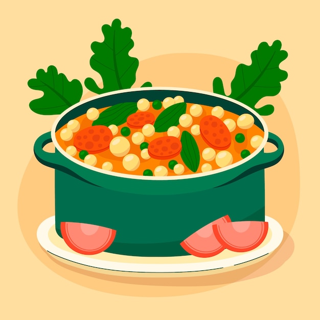 Free vector hand drawn chickpea stew illustration