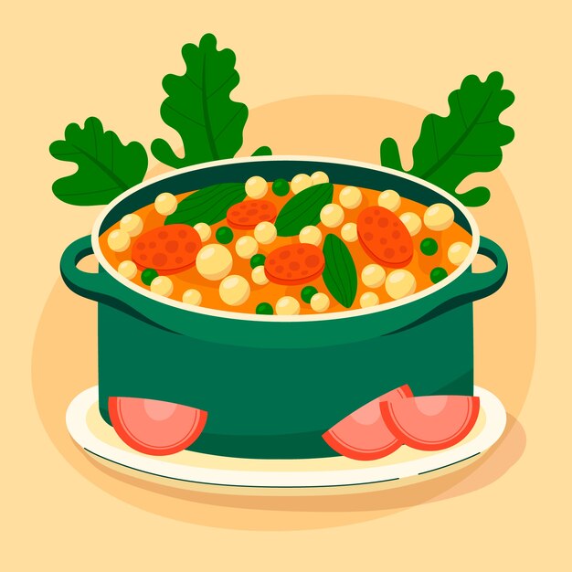 Hand drawn chickpea stew illustration