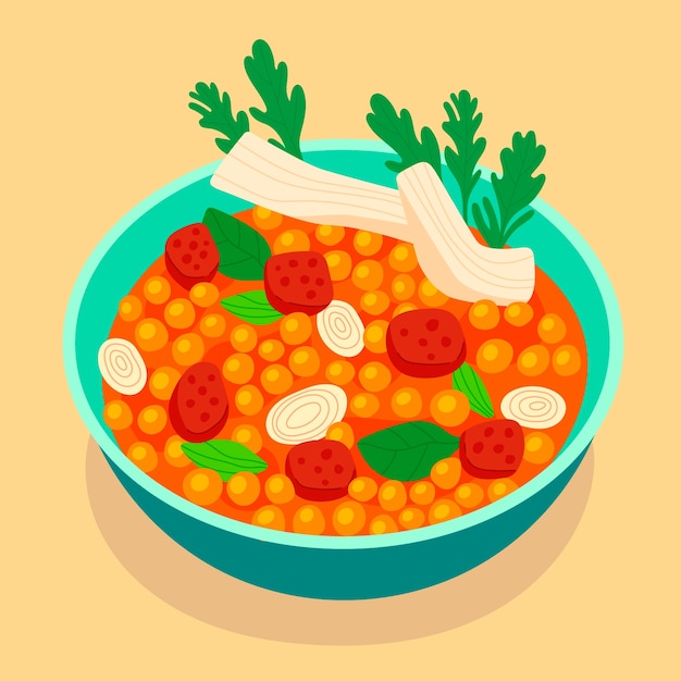 Free vector hand drawn chickpea stew illustration