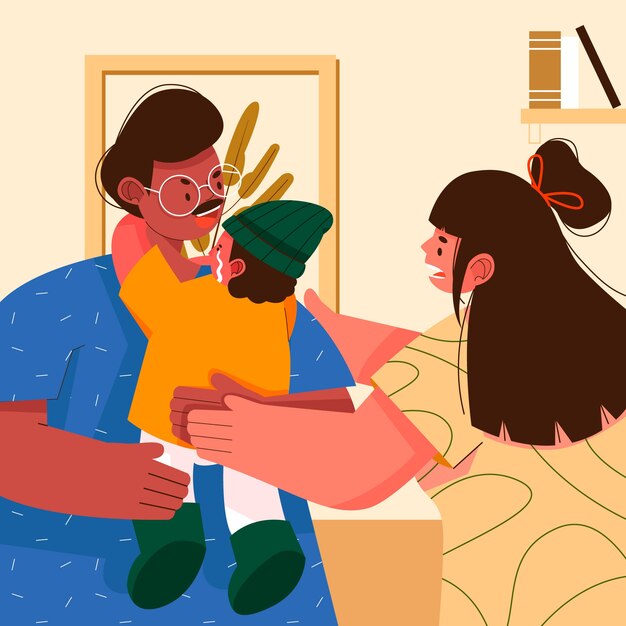 手描きの子供の監護権イラスト